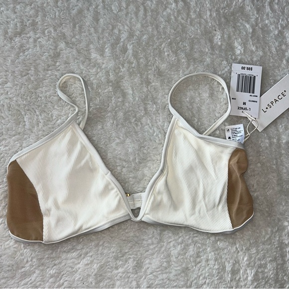 L*Space Macey Ribbed Mesh Swim Top Medium NEW - Picture 1 of 4